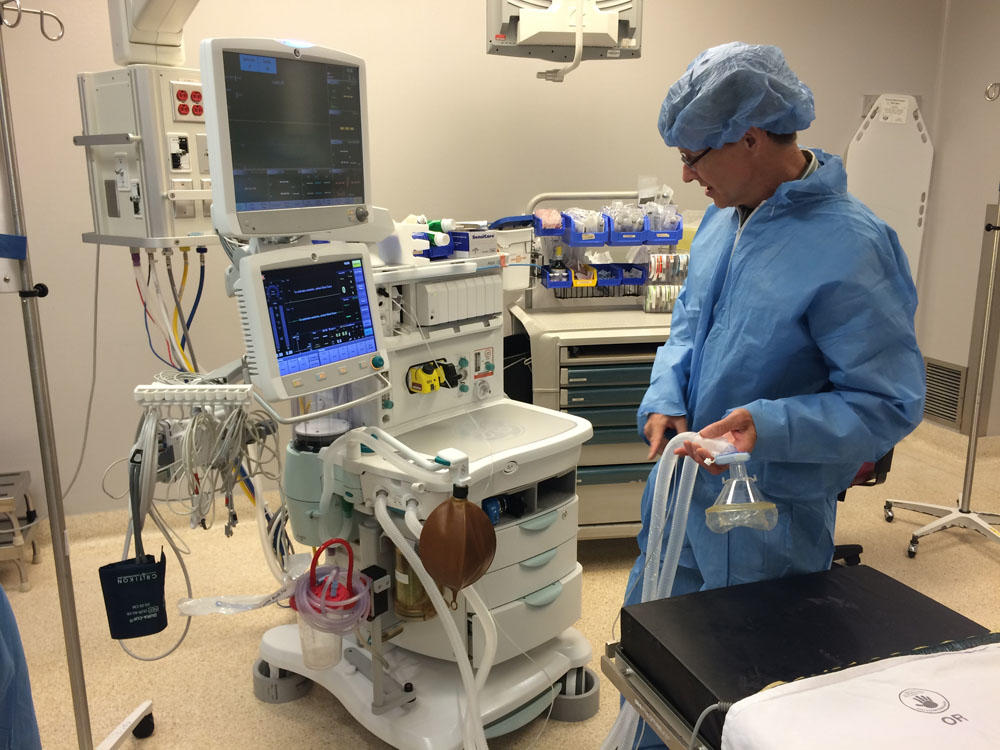 Dr. Ian Dobson, Chief of Anesthesia, describes the new anesthesia machines.