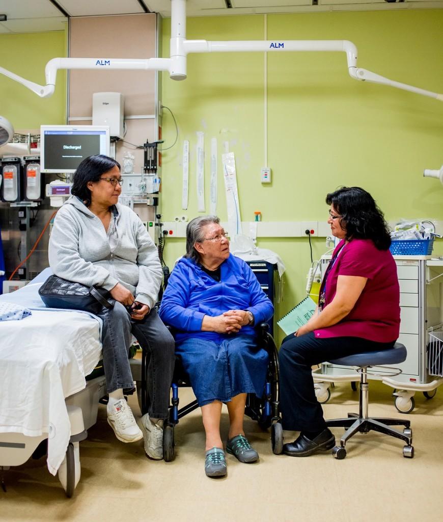 As an Aboriginal Patient Navigator, Susan Anderson (right) provides support such as translation and education for Aboriginal patients and families at Thunder Bay Regional Health Sciences Centre.