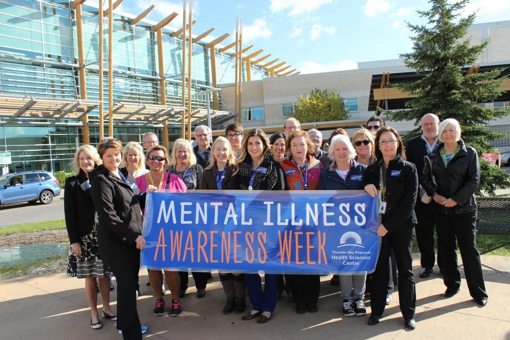 Staff, volunteers, patients and partners of the Thunder Bay Regional Health Sciences Centre gathered for a Mental Illness Awareness Week Walk to help raise awareness and reduce the stigma surrounding mental health and addictions.