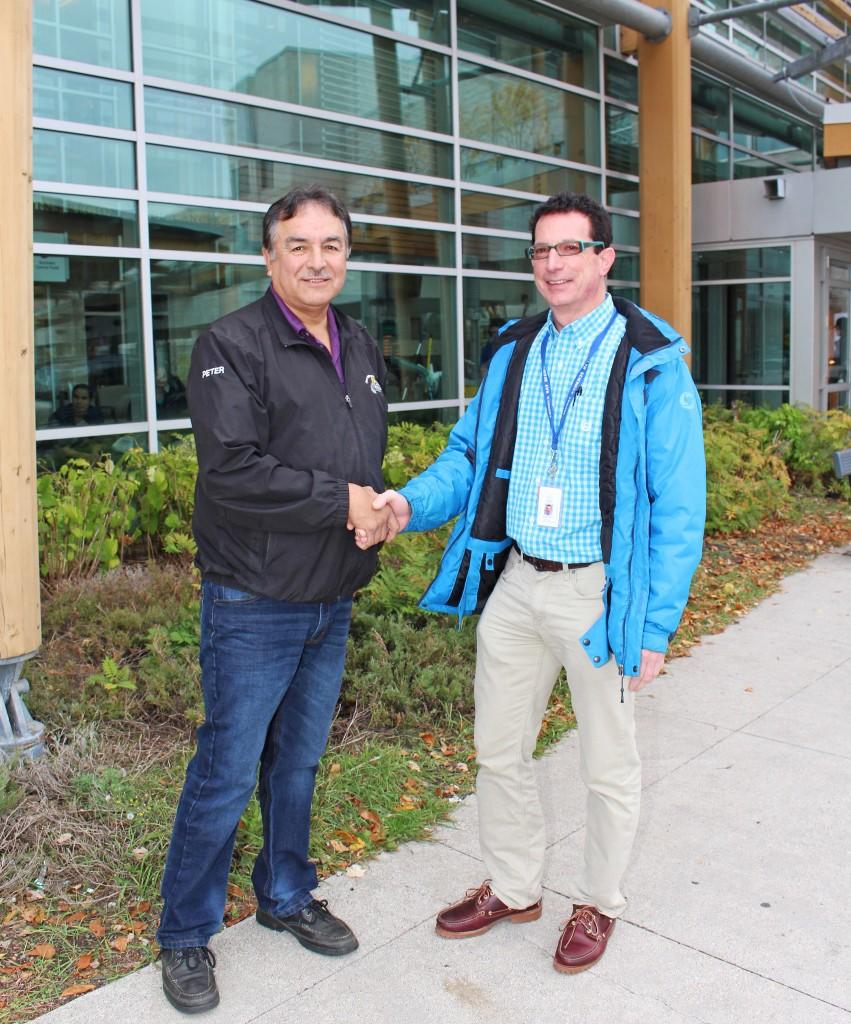 Chief Peter Collins of Fort William First Nation and Mitch Albert, Ph.D, Director of MRI Research, TBRHRI