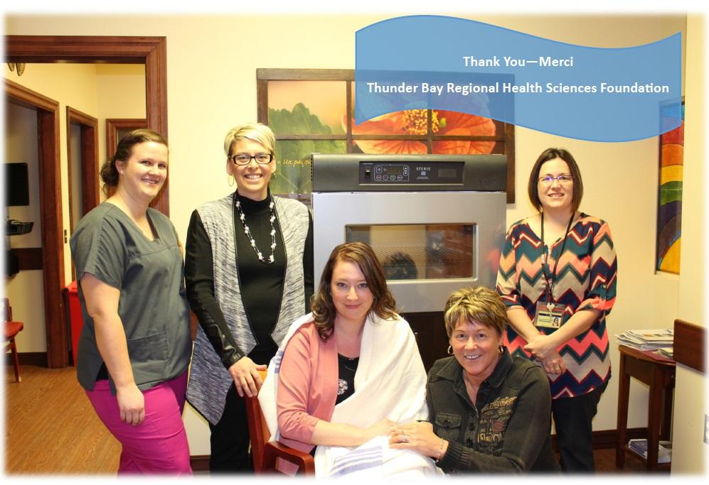 Hopital Notre-Dame Hospital was the recipient of a grant in the amount of $5,305 for a new blanket warmer for the cancer program thanks to donors to the Northern Cancer Fund.