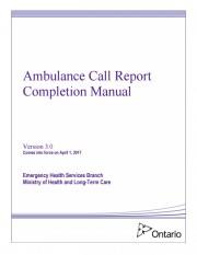 Ambulance Call Report Completion Manual