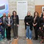 Unveiling of the Robinson Superior Treaty of 1850 plaque at Thunder Bay Regional Health Sciences Centre (TBRHSC). Photo (L-R): Elder Sheila DeCorte; Pays Plat First Nation Chief Mushquash; Animbiigoo Zaagi’igan Anishinaabek Chief Yvette Metansinine; Dr. Rhonda Crocker Ellacott, President & CEO, TBRHSC and CEO, Thunder Bay Regional Health Research Institute; Fort William First Nation Councillor Bess Legarde; Fort William First Nation Chief Michele Solomon, Red Rock Indian Band Chief Allan Odawa Jr.; Dr. Miranda Lesperance, VP, Indigenous Collaboration Equity, & Inclusion.