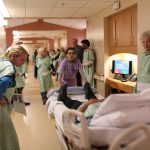 During the drill, more than 40 volunteers acting as mock patients and family members were evacuated from 3B (Surgical Inpatient) to 3C.