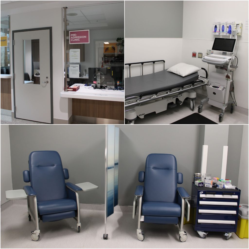 Clockwise: Renovated Reception, ECG, and Phlebotomy areas.